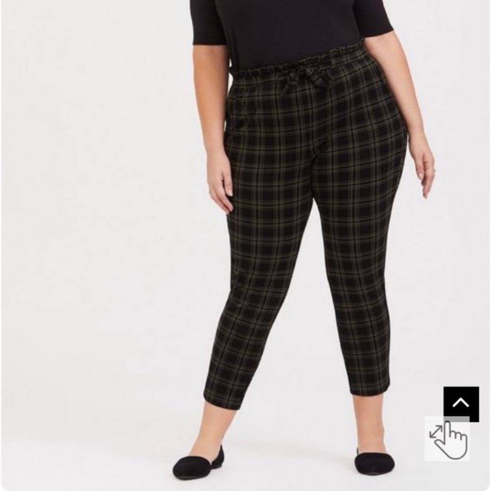 Premium Ponte Tie-Front Cigarette Pant - Olive
Green & Black Plaid